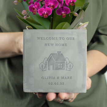 Personalised New Home Concrete Plant Pot, 2 of 8
