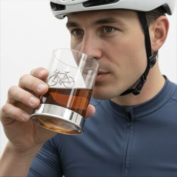 Personalised Cycling Glass With Motif And Engraved Collar, 3 of 12