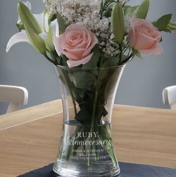 Personalised 'Ruby Anniversary' Glass Vase, 2 of 3