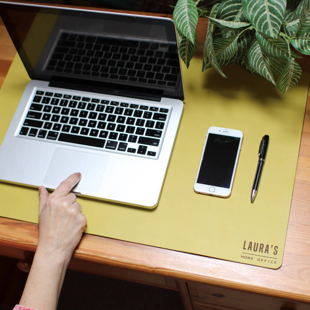 Personalised Home Office Premium Leather Laptop Mat By The British Belt