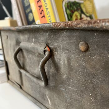 Industrial Vintage Galvanised Storage Box Or Planter, 2 of 4