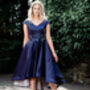 Navy Satin Hi Low And Sparkle Occasion Dress, thumbnail 1 of 9