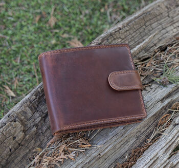 Personalised Brown Leather Wallet Trifold Rfid, 4 of 11