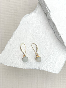 Amazonite Nugget Real 18k Gold Plated Earrings, 3 of 6