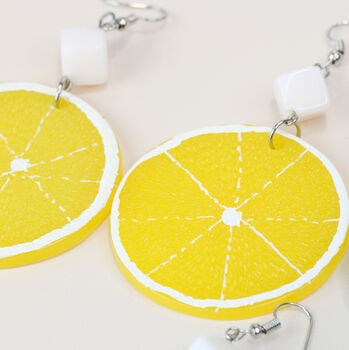Hand Painted Lemon/Lime Drop Earrings Silver Plated, 5 of 8