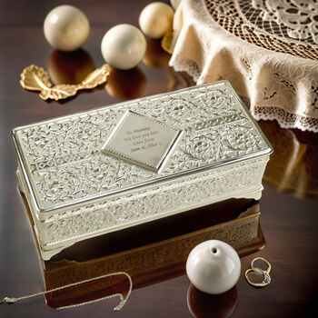 Personalised Antique Silver Plated Jewellery Box, 5 of 11