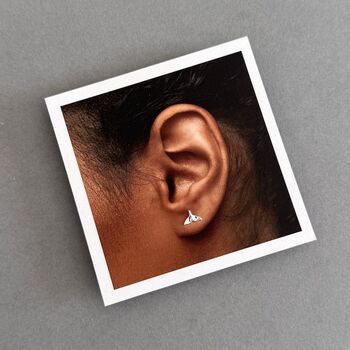 Sterling Silver Whale Tail Stud Earrings, 5 of 8