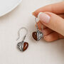 Sterling Silver Baltic Amber Filigree Heart Drop Earrings – 15mm, thumbnail 2 of 5