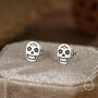 Sterling Silver Sugar Skull Stud Earrings, thumbnail 1 of 11