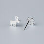 Sterling Silver Reindeer And Snowflake Stud Earrings, thumbnail 4 of 6