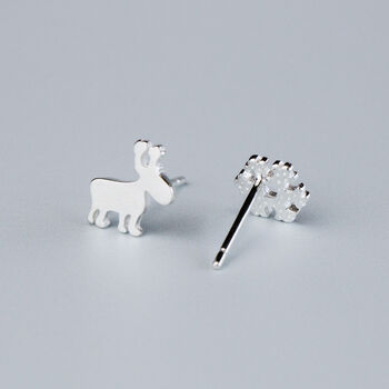 Sterling Silver Reindeer And Snowflake Stud Earrings, 4 of 6