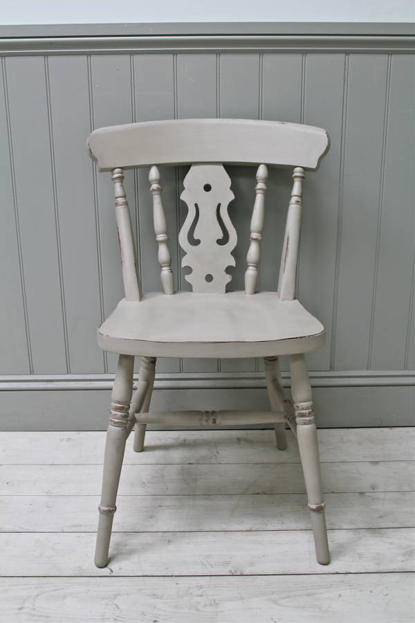 Set Of Four Distressed Fiddle Back Pine Kitchen Chairs By Distressed but not Forsaken