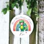Personalised Cute Child Dino Rainbow Decoration Gift, thumbnail 1 of 2