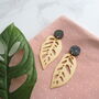 Statement Gold Plated Monstera Drop Earrings, thumbnail 1 of 5