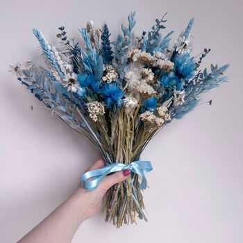 Blue Dried Flower Bouquet With Daisies, 6 of 7