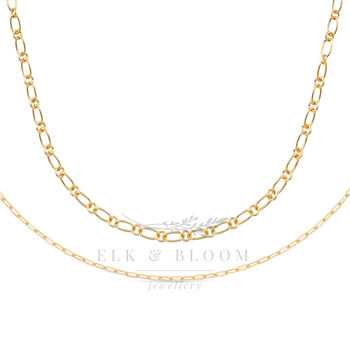 18k Gold Thick Link Chain Necklace Set, 2 of 10
