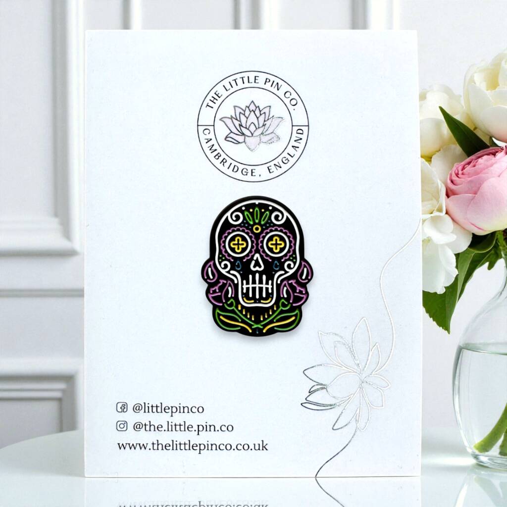 Dia De Los Muertos Sugar Inspired Skull Pin, 1 of 8