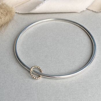 The Crown Halo Bangle Silver Bangle With Beaded Hoop, 3 of 3