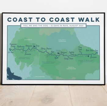 Personalised Wainwright's Coast To Coast Walk Map Print, 5 of 10