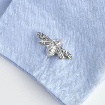Bee Cufflinks, English Pewter And Silver Gifts For Men, 6 of 9