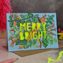 Merry Bright Neon Floral Papercut Christmas Card, thumbnail 1 of 9
