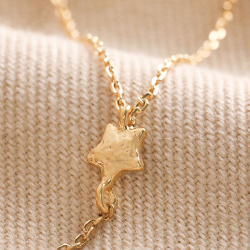 Crystal Moon And Star Lariat Necklace In Gold Plating, 5 of 7