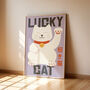 Lucky Cat Art Print | Maneki Neko Japanese Wall Decor, thumbnail 4 of 8