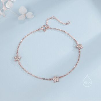 Sterling Silver Cz Star Motif Bracelet, 7 of 12