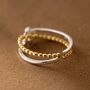 Sterling Silver And Gold Plated Adjustable Knot Ring, thumbnail 2 of 5