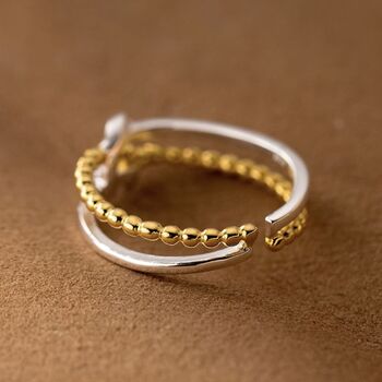 Sterling Silver And Gold Plated Adjustable Knot Ring, 2 of 5
