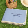 Personalised Blue And White Gingham Picnic Blanket, thumbnail 1 of 9