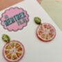 Grapefruit Glitter Resin Statement Earrings /Gift For Gin Lovers / Boozy Brunch Gift / Exotic Holiday Earrings, thumbnail 4 of 5
