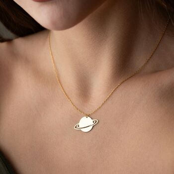 Celestial Saturn Planet Necklace, 2 of 10