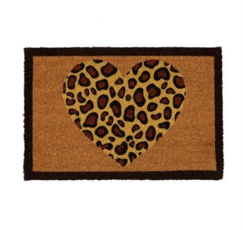 Leopard Print Heart Coir Doormat, 2 of 2