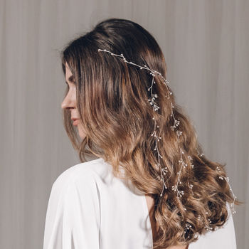 Silver And Freshwater Pearl Veil Style Hair Vine Elise, 8 of 12