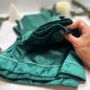 Luxury Christmas Pyjama Gift Set For Her – Festive Green Satin Pjs, Candle, Socks And Hair Bow, thumbnail 6 of 9
