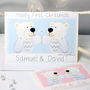 Personalised Bear Twins First Christmas Card, thumbnail 1 of 10