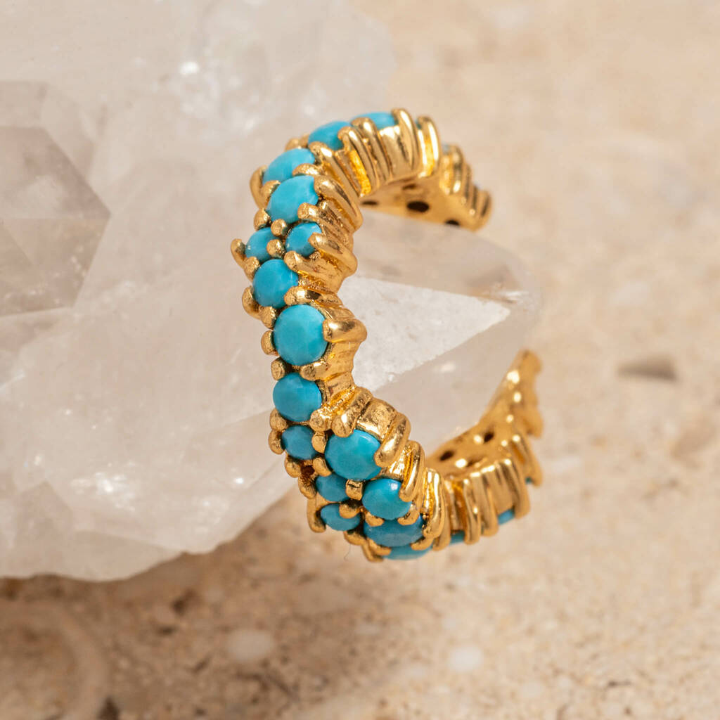 Galaxy Gold Vermeil Plated And Turquoise Cz Ear Cuff, 1 of 6