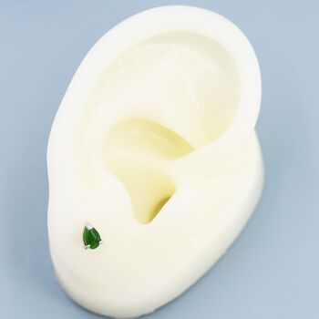 Genuine Jade Pear Stud Earrings In Sterling Silver, 2 of 10