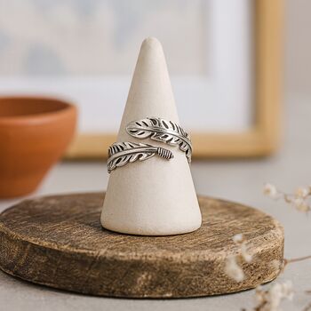 Sterling Silver Adjustable Feather Ring, 5 of 8