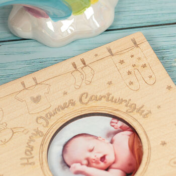Personalised New Baby Photo Wooden Keepsake Card, 6 of 6