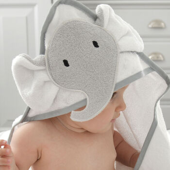 Personalised Elephant Hooded Baby Towel, 5 of 7