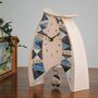 Geometric Triangle Large Mantel Clock With Pendulum. In Shades Of Blue. Handmade Ceramic, thumbnail 3 of 8