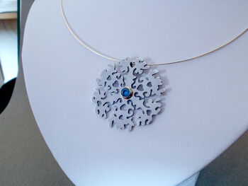 Silver Snowflake Necklace With Swiss Blue Topaz, 4 of 5
