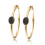 18k Gold Plated Black Druzy Crystal Large Hoops, thumbnail 2 of 4