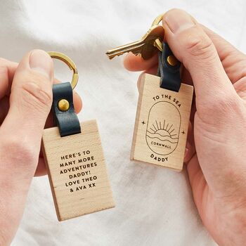 'To the Sea' Personalised Wooden Keyring, 2 of 4
