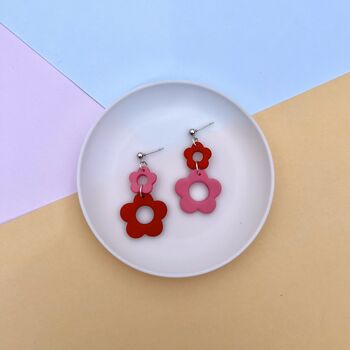 Mismatched Colourful Flower Polymer Clay Earrings, 3 of 6