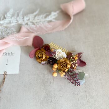 Autumnal Floral Bridal Hair Comb, 3 of 10