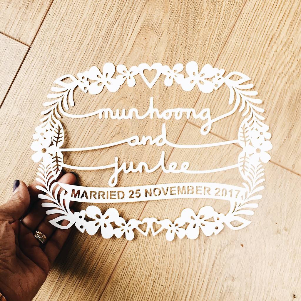 Personalised Wedding Gift Papercut Wall Art By Ant Design Gifts