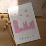 Prague Czech Republic Pink Skyline Scene Art Print, thumbnail 1 of 2